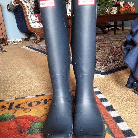 Sz 10 original matte navy blue Wellies (Hunter) - Picture 4 of 5